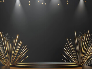 Grand award ceremony stage setup event venue stage design elegant environment front view celebration concept
