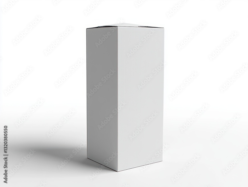 Poster minimalistic white rectangular cardboard box for packaging and branding