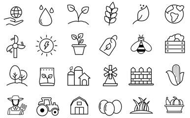 Fototapeta premium Farm agriculture icon set editable stroke 