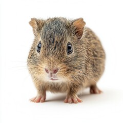 Fototapeta premium Adorable Small Guinea Pig with Round Body and Big Eyes on White Background