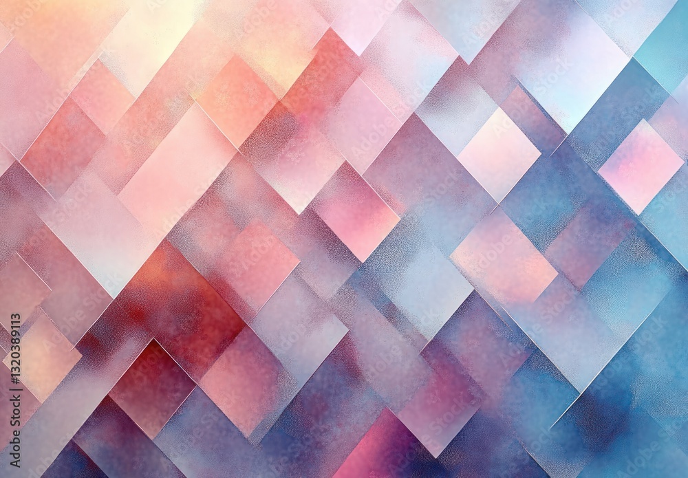 Poster Iridescent Abstract Geometric Pattern with Sparkling Shimmering Textures and Soft Light Effects