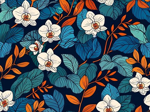 seamless orchid floral pattern