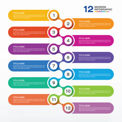 Infographic 12 options or step for presentation. Business icons concept.