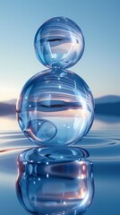 Digital technology blue glass abstract sphere poster background