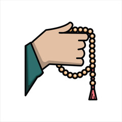 Hand with Prayer Beads - Symbol of Ramadan and Islamic Icon
