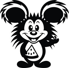 A cute Animal With Pizza isolated premium quality vector illustration, a cute Animal With Pizza silhouette and line art vector