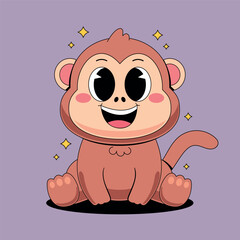 Cute sitting monkey cartoon