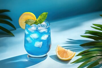 Tropical Blue Cocktail Mint Lemon Drink Refreshment