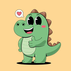 Cute dinosaur with thumb cartoon