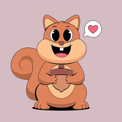 Cute squirrel with acorn cartoon