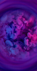 Mix smoke. Colorful watercolor. Violet purple puff stream blend in art splash. Abstract paint fluid blur water background round swirl.