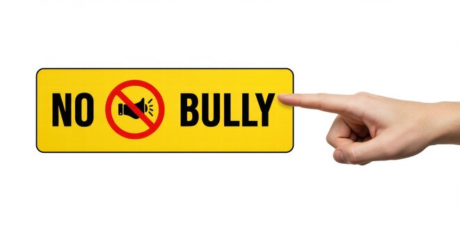 a person's hand showing an anti-bullying symbol - Powered by Adobe