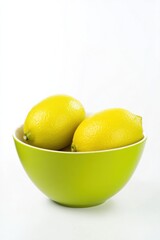 Fresh Citrus Limon in a Trendy Green Bowl on Clean White Background