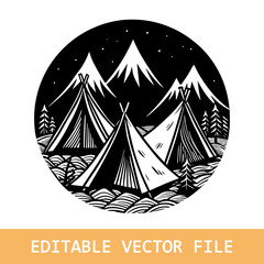 Vintage summer camping emblem