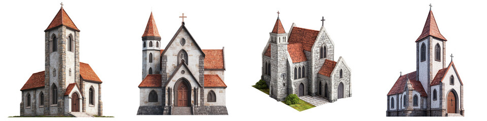 Fototapeta premium Impressive Medieval Churches and Cathedrals with Iconic Spires and Towers Forming the Historic Skyline of a European City or Town