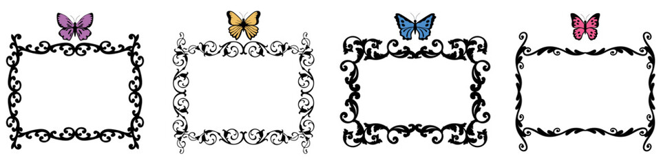 editable beautiful butterfly with swirls vector, perfect for elegant designs, decorations, and artistic projects. Ideal for nature, beauty, and ornamental themes