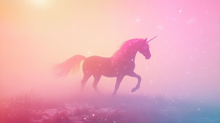 Fototapeta premium Pastel Rainbow Unicorn Background with Sparkling Stars