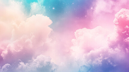 Rainbow Unicorn Background with Clouds and Stars