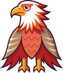 Stylized Eagle Vector Illustration with Vibrant Colors, A bold vector illustration of an eagle with vibrant, geometric feathers and an intense expression, perfect for wildlife and nature-themed design