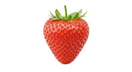 Fresh ripe strawberry isolated on white background with green leaves
