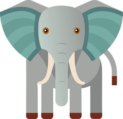 Playful Elephant Vector Illustration with Large Ears, A charming vector illustration of an elephant with large ears and a soft, playful design, perfect for animal-themed projects.

