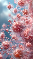 Digital technology pink and blue cell molecular illustration poster background