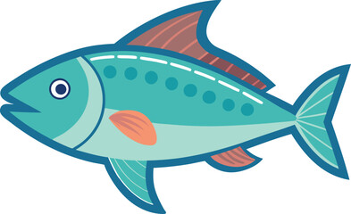 Colorful Fish Vector Illustration with Dotted Scales, A fun and colorful vector illustration of a fish with dotted scales and vibrant colors, perfect for aquatic and marine-themed designs.
