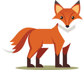 Cute Fox Vector Illustration with Tail and Ears, A charming vector illustration of a fox with a bushy tail, bright eyes, and colorful fur, ideal for playful designs.
