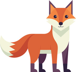 Cute Fox Vector Illustration with Tail and Ears, A charming vector illustration of a fox with a bushy tail, bright eyes, and colorful fur, ideal for playful designs.
