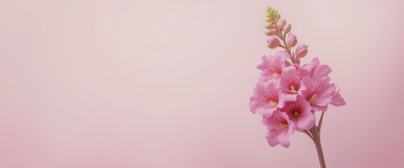 Delicate Pink Flowers on Pink Background - Minimalism