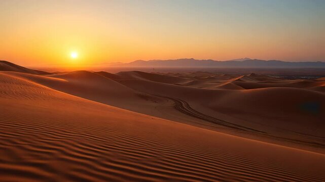  Sunset Over Sand Dunes in a Desert Landscape