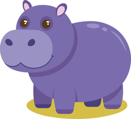 Vector of a Cute Purple Hippopotamus Illustration, A friendly and colorful vector illustration of a cute purple hippopotamus with large eyes and a smiling expression.
