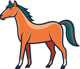 Obraz premium Vector of a Stylized Orange Horse Illustration, A vibrant vector illustration of a stylized orange horse with a modern and clean design. 