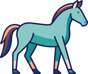 Vector of a Stylized Horse Illustration, A colorful vector illustration of a stylized horse with vibrant hues and modern design elements.
