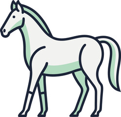 Minimalist Horse Vector Illustration with Soft Colors, Stylized and minimalist horse vector design with soft color accents, perfect for farm, nature, and animal-themed illustrations.
