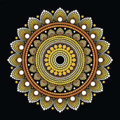 Vector hand drawn doodle mandala with hearts. Ethnic mandala with colorful ornament. Bright colors. Isolated. Illustration on doodle style.