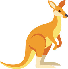 Cartoon Kangaroo Vector Illustration with Playful Stance, Colorful cartoon kangaroo vector design in bright orange and yellow, featuring a playful stance, ideal for wildlife and nature-themed illustra