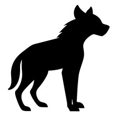 Obraz premium Black Silhouette of Cunning Hyena Standing Tall with Strong Posture on White Background