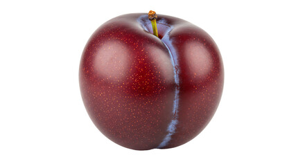 Fresh ripe plum and red apple isolated on white background with healthy and natural appeal