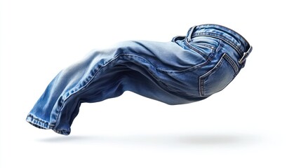Blue denim jeans, flowing, isolated