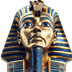 Golden Pharaoh Mask 3D Render Isolated on Transparent Background