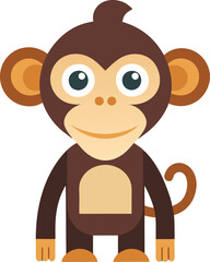 Cute Baby Monkey Vector Illustration for Kids, Charming baby monkey vector design with friendly features, perfect for children's illustrations and educational themes.
