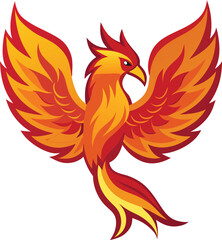 Fiery Phoenix Vector Illustration with Bold Colors, Dynamic phoenix vector artwork featuring intense flames and bold colors, representing power, rebirth, and resilience.
