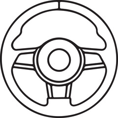 Car Steering Wheel Line Art Vector Icon