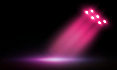 Colorful lights on the stage light floodlights vector design.