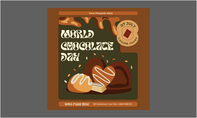 Chocolate Day Socials Media. Vector Illustration of World Chocolate Day Flyer