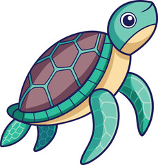Cute Turtle Vector Illustration with Colorful Shell, A playful turtle vector illustration featuring a unique patterned shell and a friendly expression, perfect for marine and nature themes.
