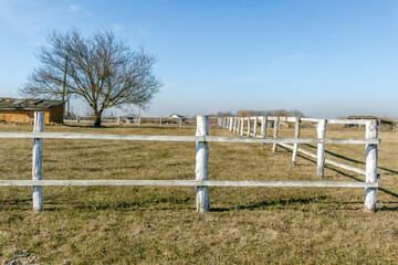 Fototapeta premium Rustic Wooden Fence in Rural Countryside