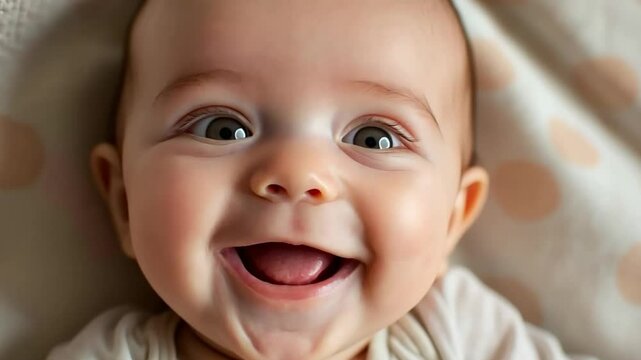 Adorable two-month-old baby smiling and expressing pure joy, capturing the essence of early childhood happiness