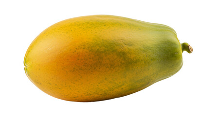 Fresh ripe papaya isolated on a white background, tropical fruit with yellow color, juicy and sweet